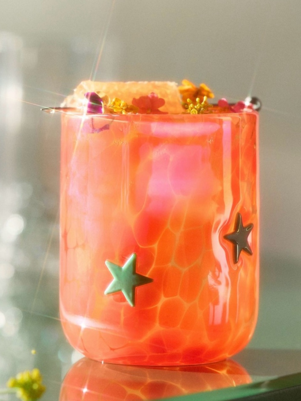 Charming Marquee Patina Star Orange Icon Juice Glass